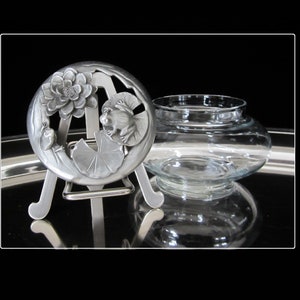 Vintage Seagull Pewter Potpourri Jar: Frogs & Lilies Vanity Trinket Jar
