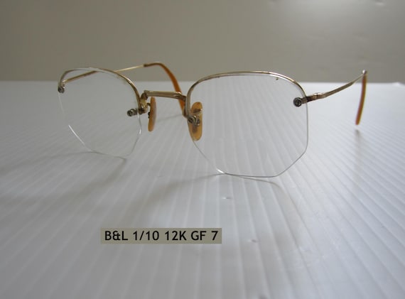 Vintage B&L Eyeglasses: 1/10 12K Gold Filled Semi-frame With Case