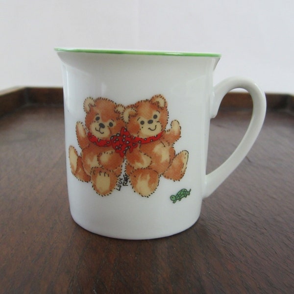 Lucy and Me Teddy Bear Children's Cup by Enesco • Vintage 1979 Cute Mug Illustrated by Lucy Rigg • 2 1/2" Tall for Child • Original Label