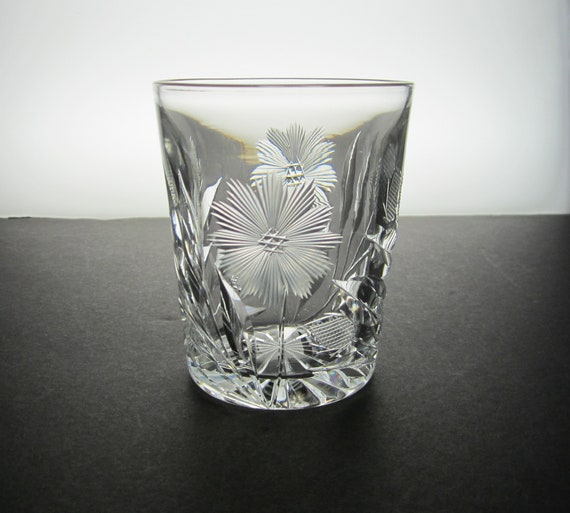 4-pc Antique ABP Tumbler 8-oz Floral Whiskey Glass • Vintage