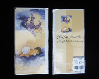 5-Pc Cecilia Rosslee Greeting Cards Set Vintage New Sleeping Baby Child Dreaming French-Inspired Impressionist Children's Illustration
