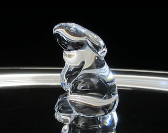 Baccarat Crystal Rabbit Sitting Figurine • Vintage 2003 Retired No. 762520 Signed Authentic • Seated Bunny Hare Miniature Sculpture . France