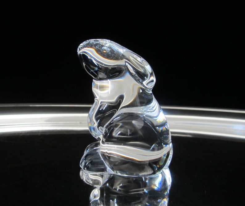 Baccarat Crystal Rabbit Sitting Figurine Vintage 2003 Retired No. 762520 Signed Authentic Seated Bunny Hare Miniature Sculpture . France image 1