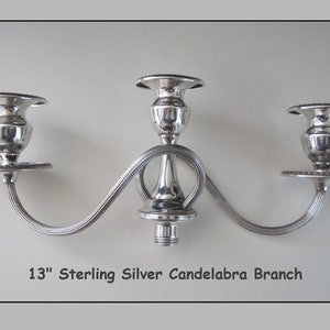 Vintage Sterling Silver 3-Light Candelabra Branch: Ribbed Twist Arms
