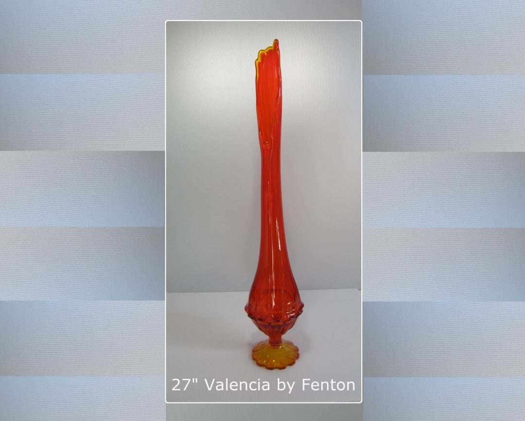 オールドフェントン　アンベリーナ Vintage Fenton Amberina Swung Vase 14 1/4 Mid Century Modern