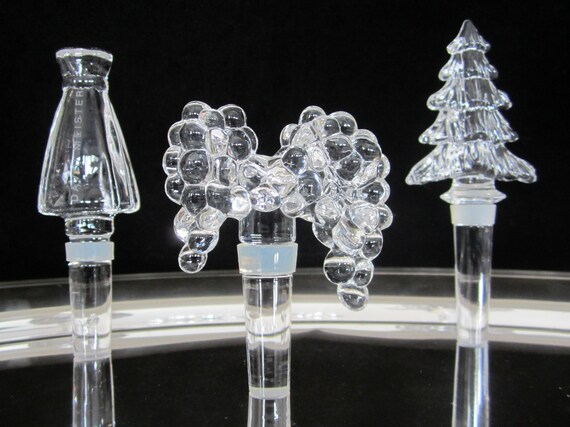 Figural Glass Wine Bottle Stopper Set of 3: Meister Dress, Mikasa Christmas  Tree, Grapes - Etsy