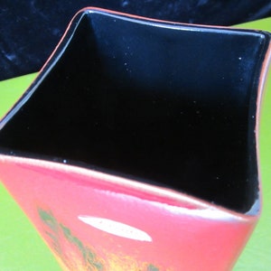 9.5 Fat Lava Vase by Kreutz Keramic Vintage Burnt Orange Red & Black Square Geometric West German MidCentury Decorative Art Pottery image 5