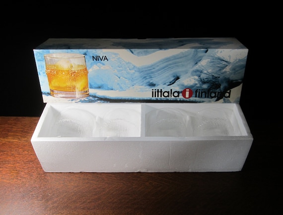  イッタラNiva by Tapio Wirkkala 4つセット Vintage Iittala Niva Whisky Glasses Boxed Set of 4: Tapio Wirkkala