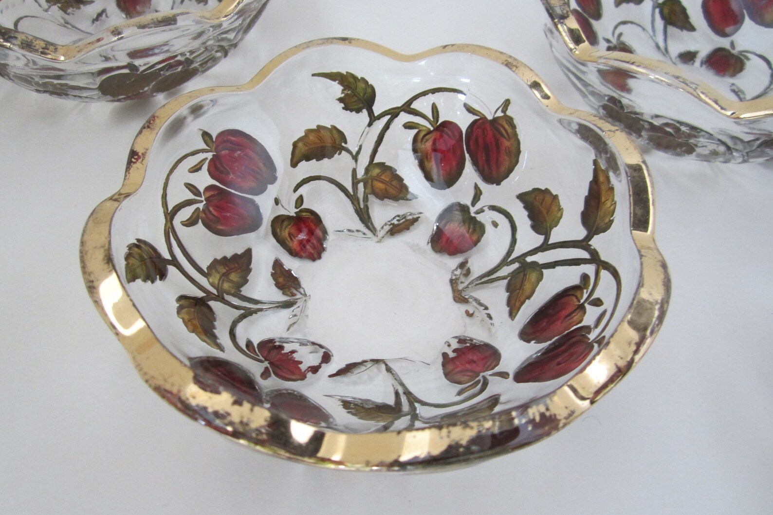 4pc Strawberry Intaglio Goofus Glass Berry Bowl by Northwood Etsy