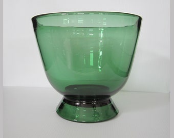 Footed Punch Bowl Forest Green Blown Glass by Blenko • Vintage HTF Mid-20th Century 1950s/60s • 1.25 Gal / 5 Qt w/Room • Handcrafted in WV