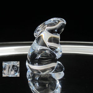 Baccarat Crystal Rabbit Sitting Figurine Vintage 2003 Retired No. 762520 Signed Authentic Seated Bunny Hare Miniature Sculpture . France image 2