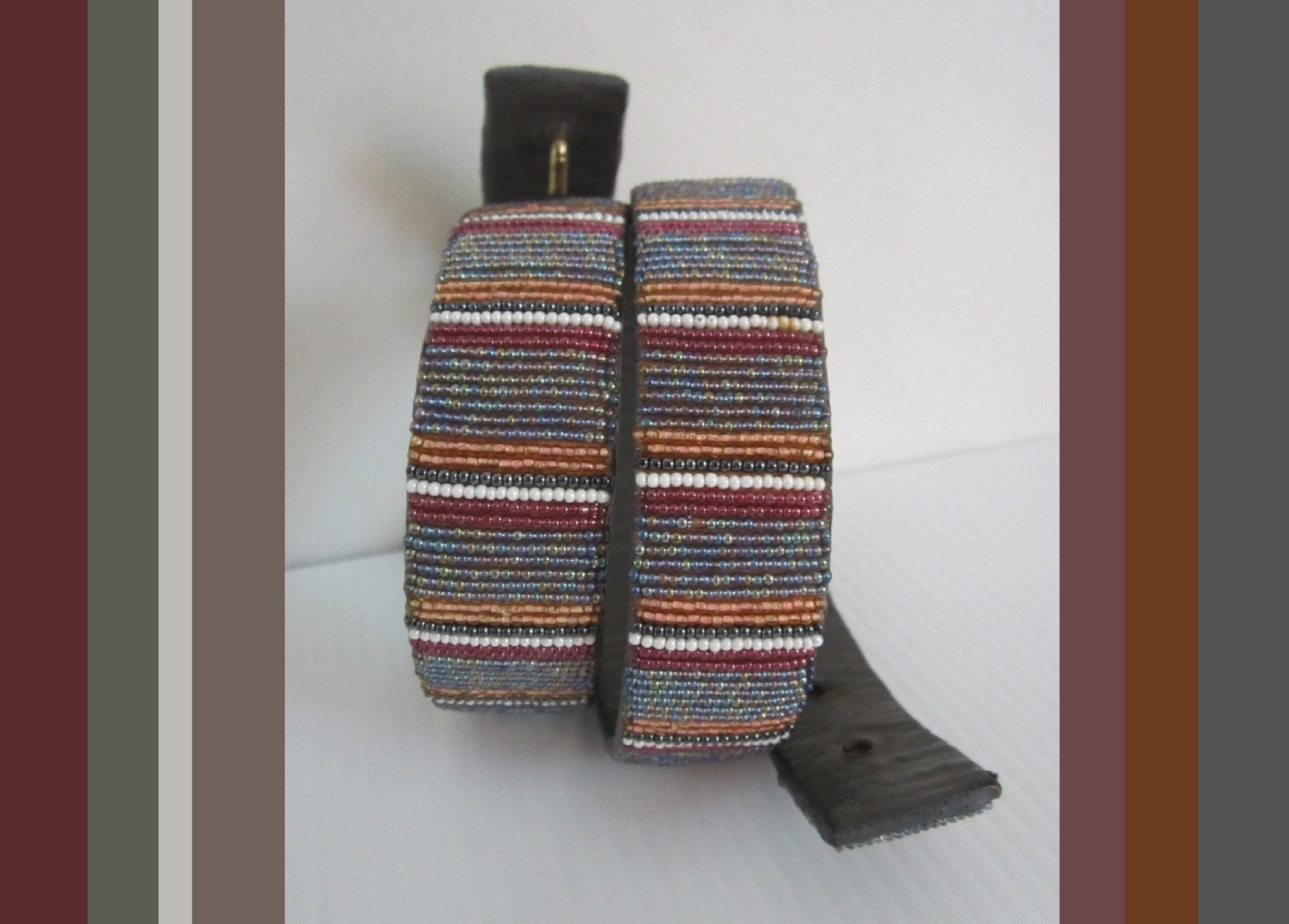 MARY B HETZ 1987 Signed and Dated Year Eagle Beaded Buckle Belt Vintage Mary B Hetz Beaded Belt: 1980s Designer Evening Wear  main image 4