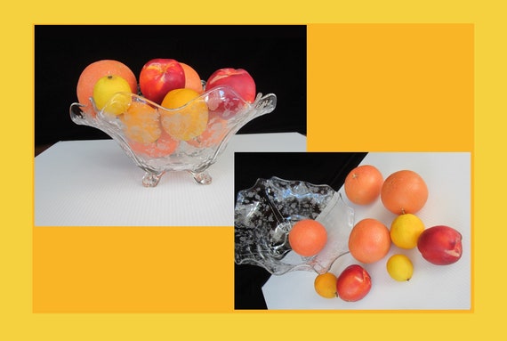 Vintage Cambridge Rose Point Crystal Bowl: Footed Floral Etched