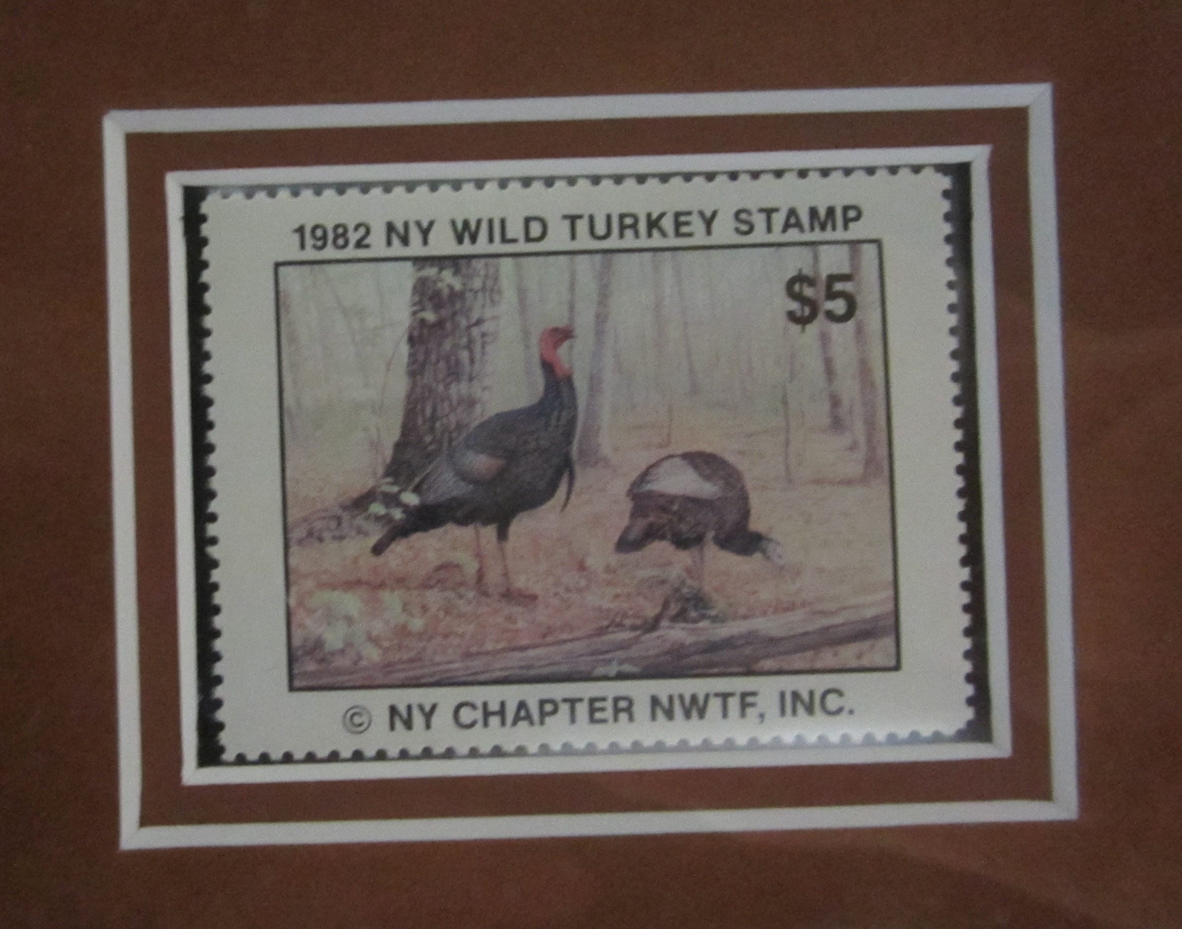 Vintage Framed Wild Turkey Stamp Print • Peter Corbin, Signed