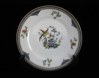 2-8 Pc Modesta Bread & Butter Plate by Noritake Morimura • Vintage 1918 Birds, Flowers, Gold Trim 6.5" • Dessert Tapas Appetizer Set • Japan