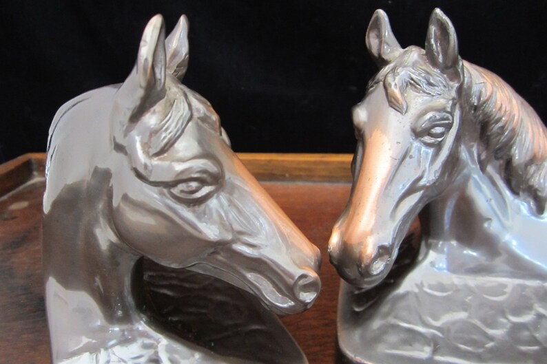 PMC Bronzed Metal Horse Head Bookends Vintage Midcentury 1950s Etsy