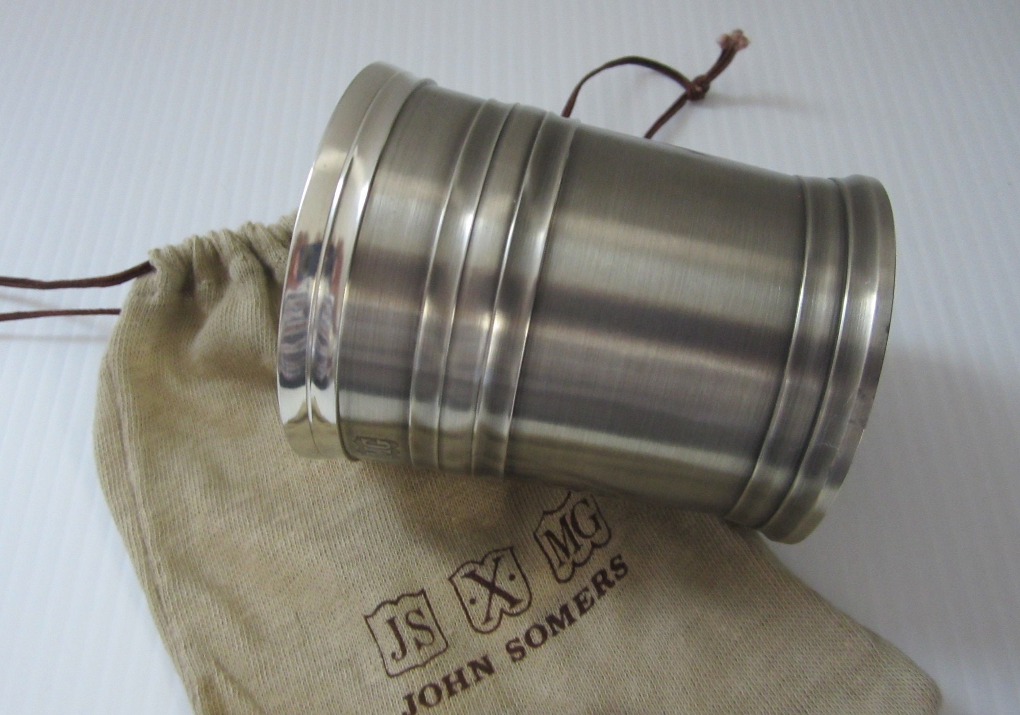 John Somers Pewter Cup JS X MG • Vintage 8 Oz Fine Quality John Somers Pewter Cup JS X MG • Vintage 8 Oz Fine Quality
