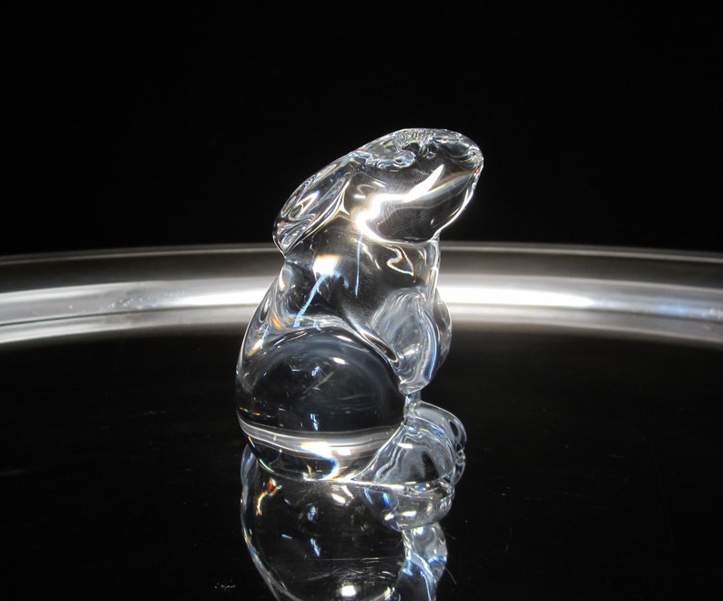 Baccarat Crystal Rabbit Sitting Figurine Vintage 2003 Retired No. 762520 Signed Authentic Seated Bunny Hare Miniature Sculpture . France image 4