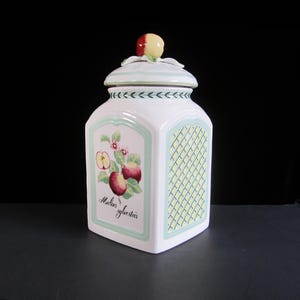 Vintage Villeroy & Boch Canister: French Garden Apple Motif, Kitchen Storage Jar, Large Size