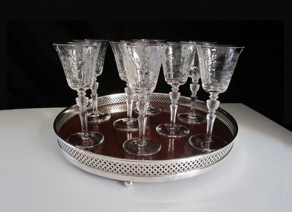 Cut glass wine glass with hand cut fluted panel 6 pieces – O