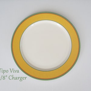 11 3/8&quot; Villeroy & Boch Tipo Viva Service Plate / Charger • Vintage 2003 Round Chop Platter Yellow, Red, Green Bands • Crafted in Luxembourg