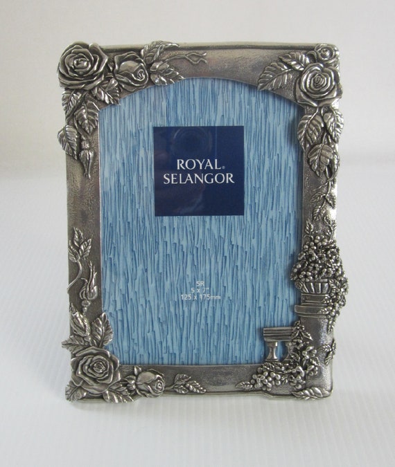 5x7 Rose Garden Royal Selangor Pewter Picture Frame With Glass