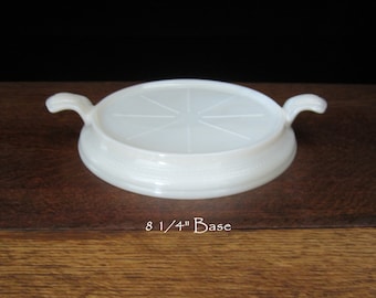 Hot Plate Fire-King Oven Glass Ivory Philbe Plain Top, Tab Handles • Vintage 1940s 8 1/4" Round Trivet Table Server Retro Look • Made in USA
