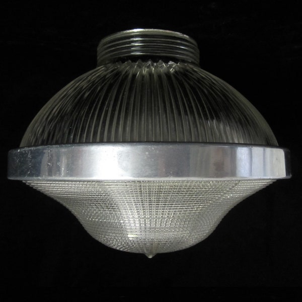 10" Holophane Acorn Banded Light Shade • Vintage 1920s Rare Prismatic Industrial Lighting 1-3 Pc • US Patent D57618 1042436 Ribbed Luminaire