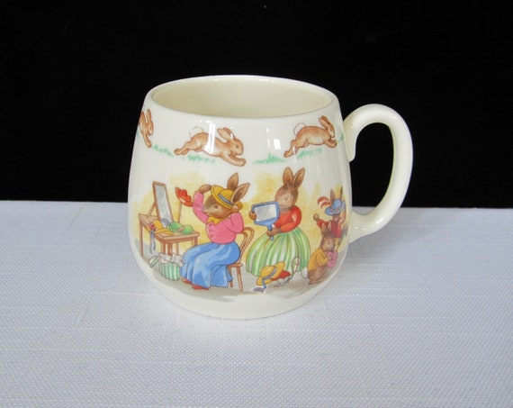 Vintage Royal Doulton Bunnykins Plate and Mug Set, English Bone