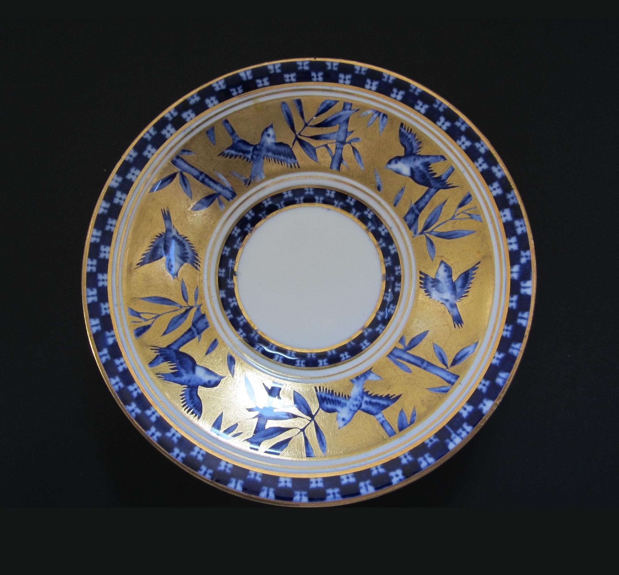 Antique Coalport Demitasse Cup and Saucer Set, Japanese Grove