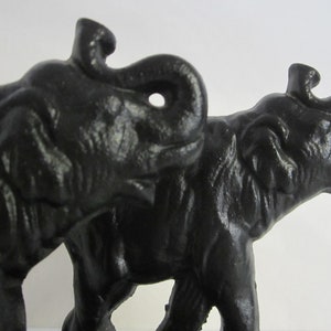 Pair Cast Iron Bookends Connecticut Foundry Elephants with Trunk Up Vintage 1930 Signed Design No. 915 Classic Black Crafted in USA image 4