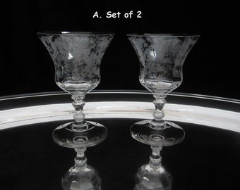 2-Pc Rose Point Oyster/Fruit Cocktail 3500 Clear by Cambridge Glass • Vintage 1935 Elegant Etched Crystal • 4-Oz Blown Optic Goblet • USA