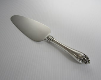 Alvin Sterling Handled Pie or Cake Server, Silverplate Blade • Vintage Antique Victorian 925 Silver Repousse Leaves & Curlicues ALS16 • USA