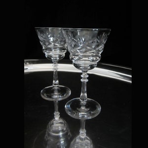 2-Pc Bryce Bros. Liquor Cocktail Glass 865-2 Wheel Cut Polished & Gray Fans, Diamonds, Stars Blown Crystal Goblet Vintage 1930s PA USA image 8