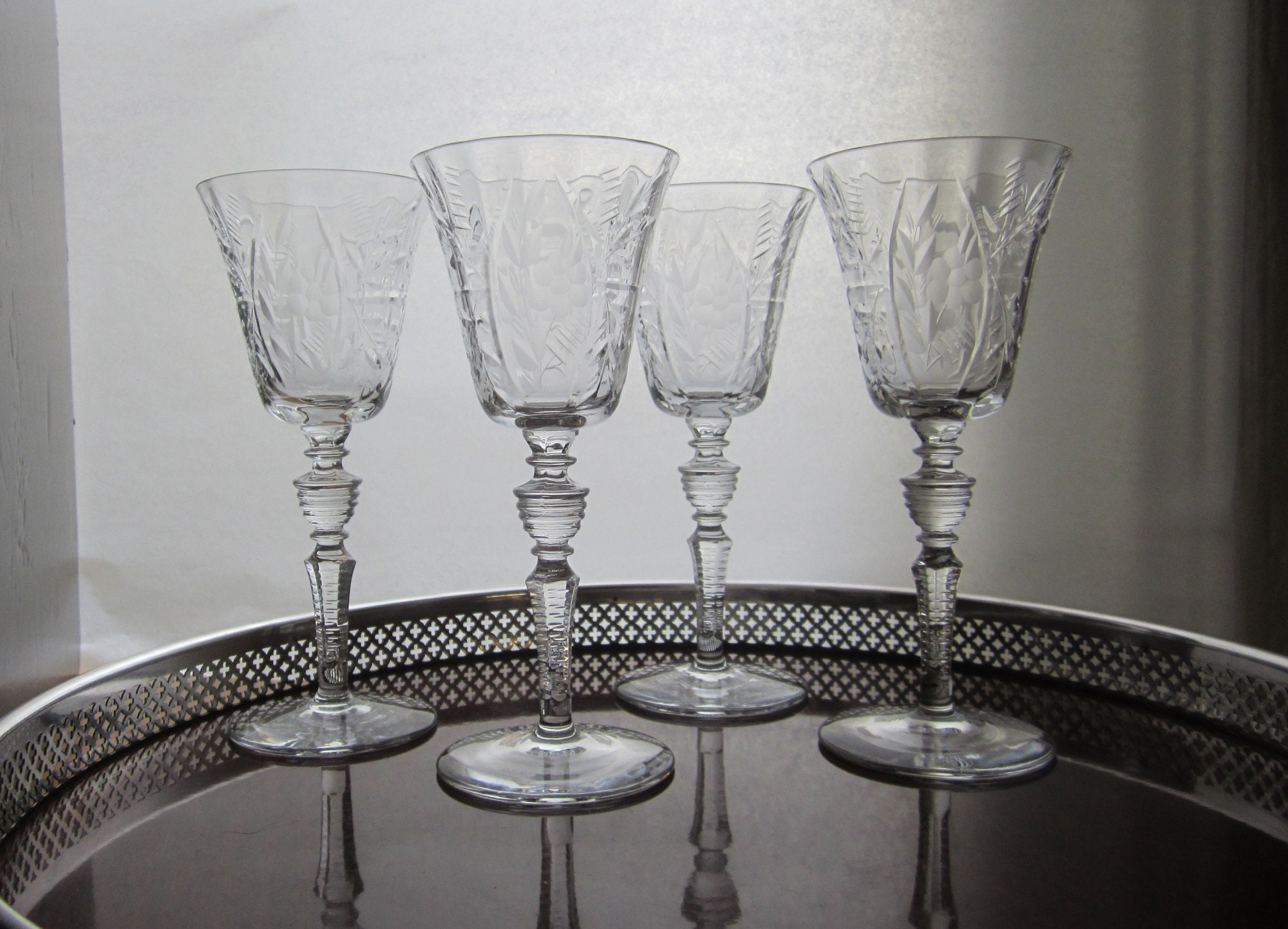 Set of (8) REIDEL Cut Crystal York Pattern Wine Glasses