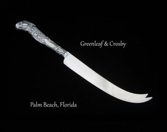 19th Century Greenleaf & Crosby Sterling Cheese Knife St. Augustine Pattern • Antique 1897 Silver 925 Pronged 8 1/2" • Signed Gorham RI USA