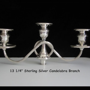 Vintage Sterling Silver 3-Light Candelabra Branch: Ribbed Twist Arms and Gadrooned Sockets