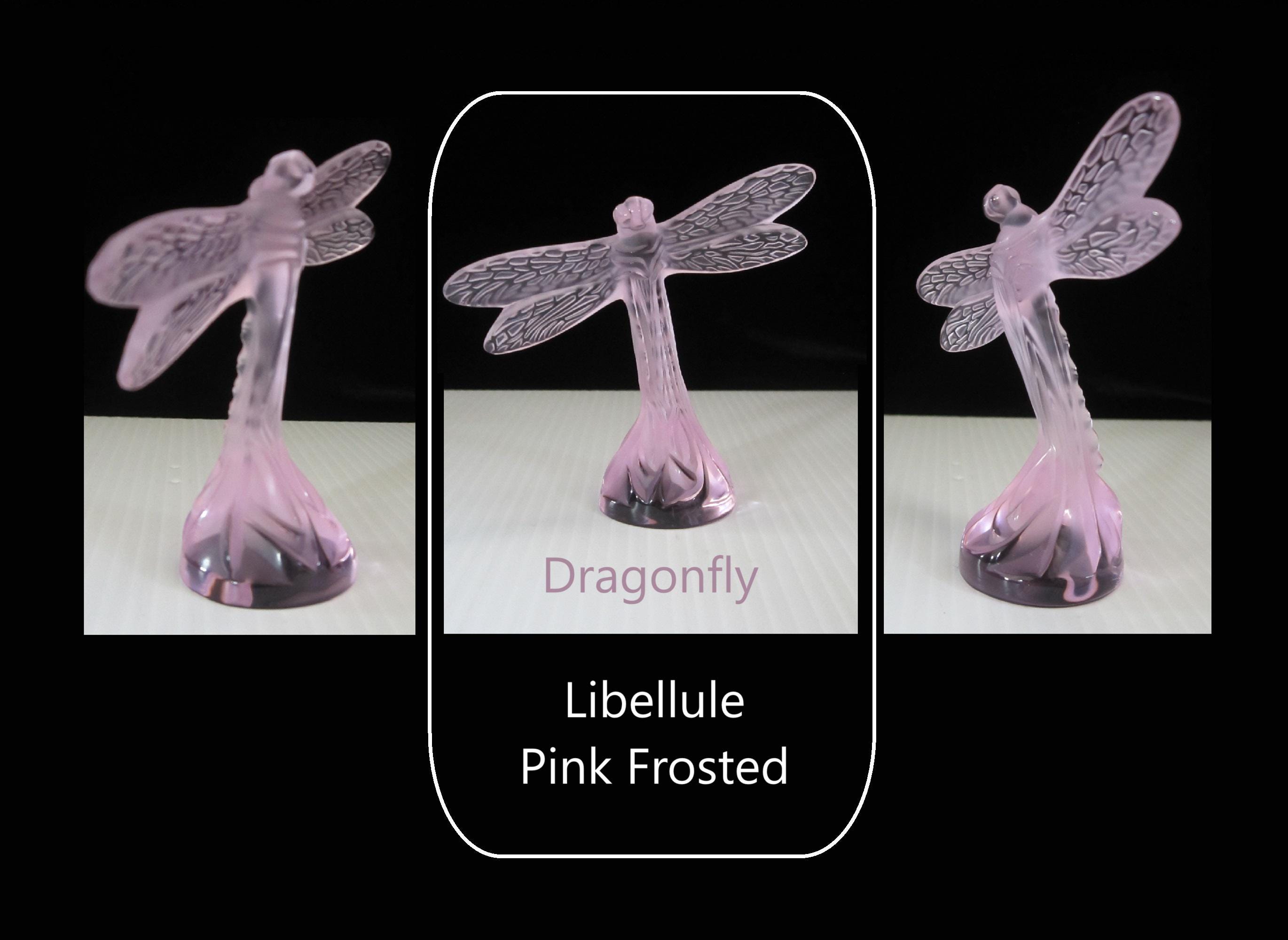 精緻★ラリック 蝶 パピヨン ピンク フィギュリンフランス アンバーグリーン CHOICE Lalique Crystal Figurine Butterfly or Dragonfly