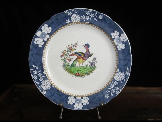 Antique Copeland Spode Dinner Plate • Vienna Bird, Cracked Ice