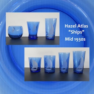 Vintage Hazel Atlas Cobalt Sailboat Tumbler: Choice of 1930s Art Deco Drinking Glasses
