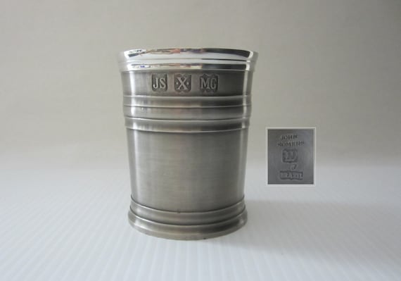 純銀皿 John Somers Pewter Cup 8 Oz Fine Quality Handmade Barware