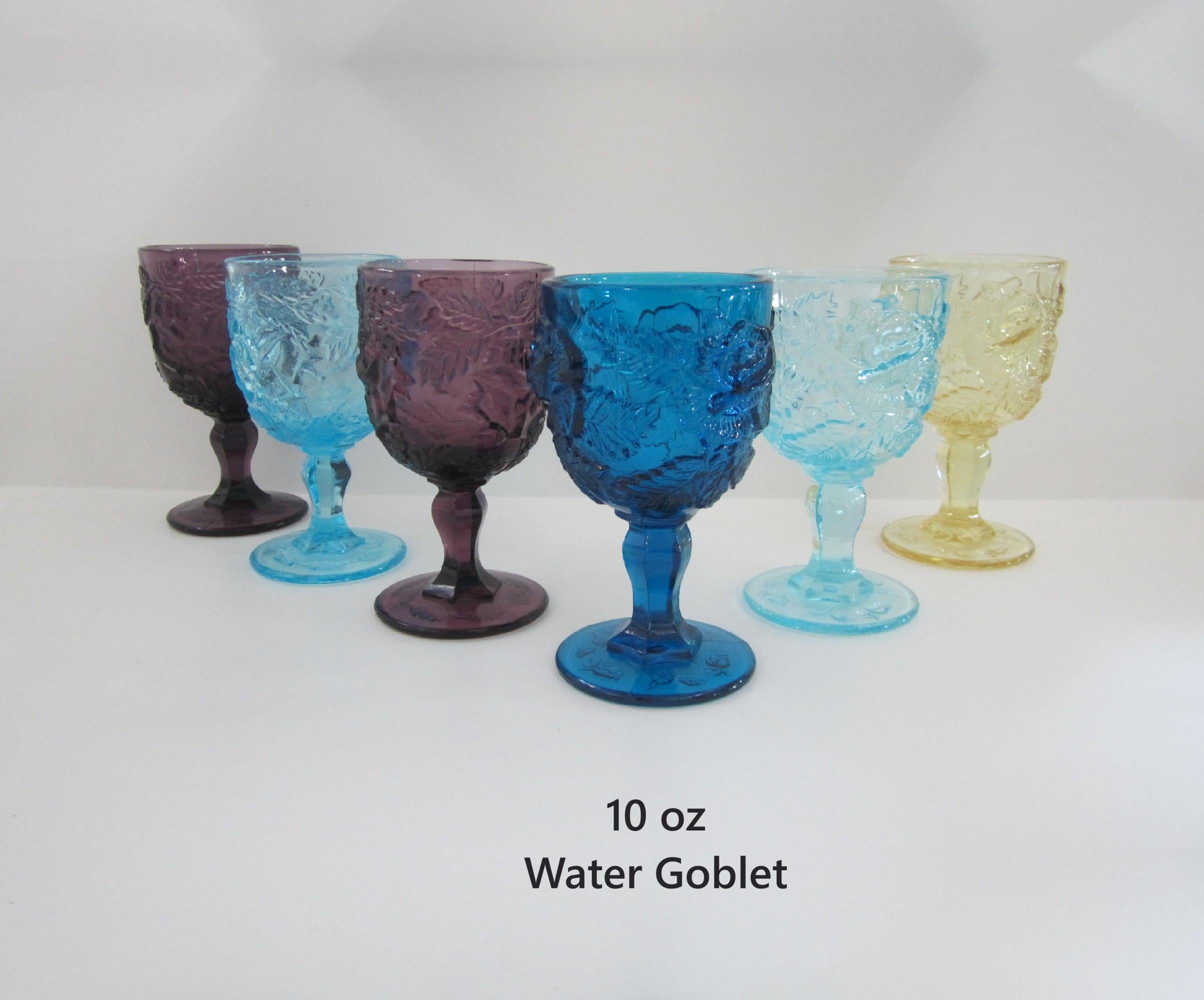 Vintage Wild Rose Water Goblet: Pressed Glass, Madonna Inn Style