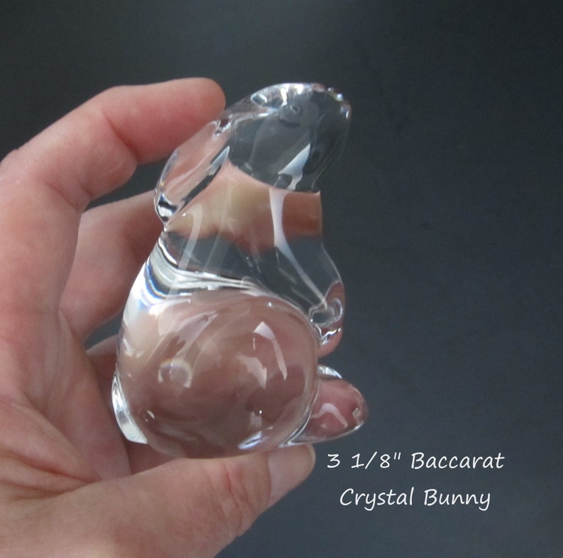 Baccarat Crystal Rabbit Sitting Figurine Vintage 2003 Retired No. 762520 Signed Authentic Seated Bunny Hare Miniature Sculpture . France image 5