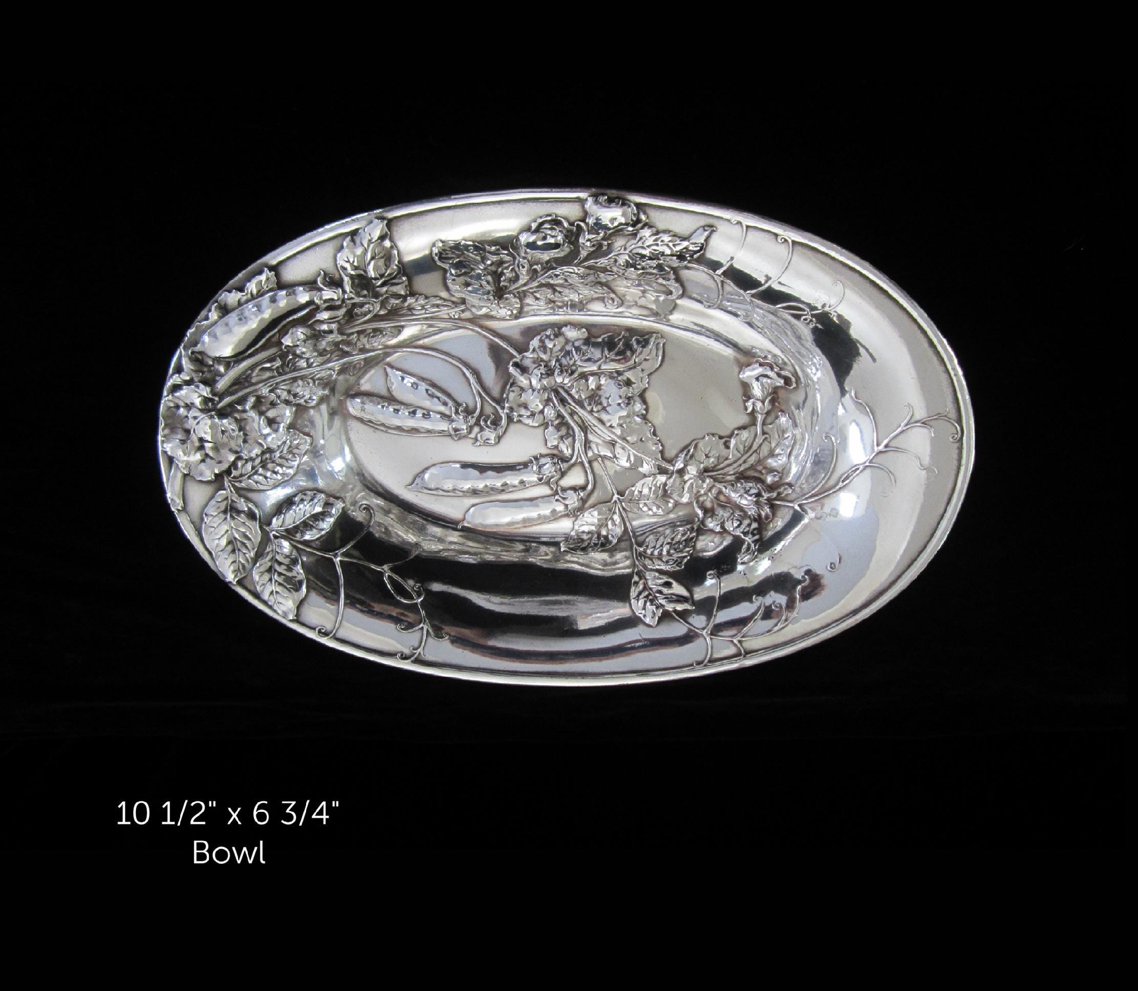 Antique Silverplate Bowl • James Tufts, Repousse Snow Pea Design