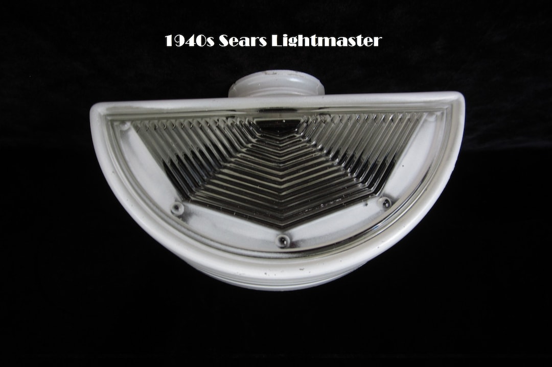8 1/4 Glass Bathroom Light Cover by Sears Lightmaster Art Deco Heavy ...