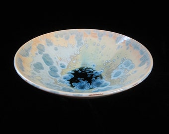 9 1/2" David Williams Toolangi Pottery Crystalline Glaze Bowl • Vintage Late 20th Century Stamped & Artist Signed Australian Studio Ceramics
