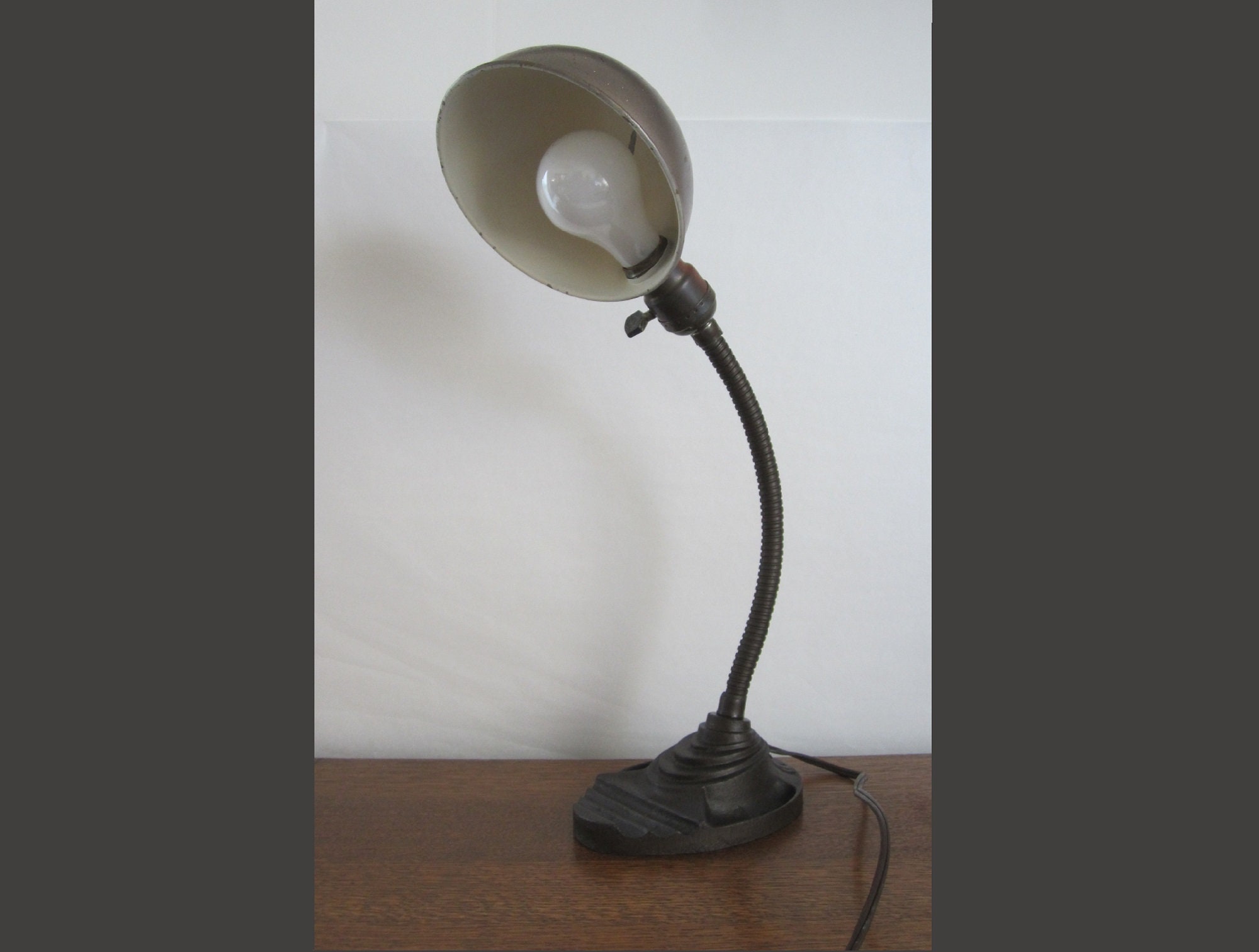 Antique on sale gooseneck lamp
