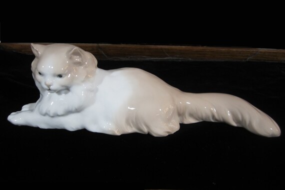 その他 NAO HANDCRAFTED PORCELAIN Made in SPAIN Angora Cat Figurine NAO by Lladro Daisa Spain • Tan & White