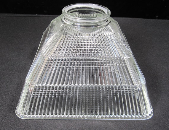 Vintage 1981 Lancaster Industrial Holophone Style Prismatic Glass Shade