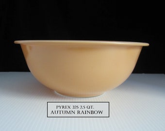 Pyrex 325 Autumn Rainbow Mixing Bowl Clear Bottom • 2.5 Qt Round Rim Serving Dish • Muted Peachy Orange Color • Vintage 1980s Gift Ware, USA